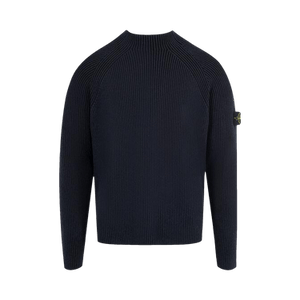 Stone Island Mock Neck Sweater With Vanisé Rib Texture 'Navy Blue'