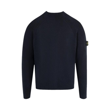 Stone Island Mock Neck Sweater With Vanisé Rib Texture 'Navy Blue'