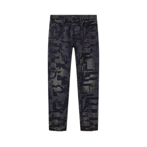 PURPLE BRAND Skinny Grunge Print Jean 'Washed Black'