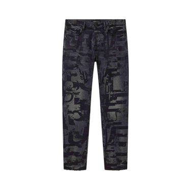 PURPLE BRAND Skinny Grunge Print Jean 'Washed Black'