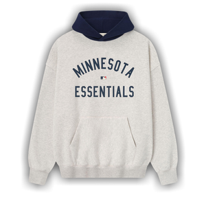 Fear of God Essentials Twins Sport Hoodie 'Oatmeal Heather/Midnight Navy'