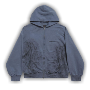 Balenciaga Back Zip Up Hoodie Regular Fit 'Faded Dark Blue/Black'