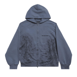 Balenciaga Back Zip Up Hoodie Regular Fit 'Faded Dark Blue/Black'