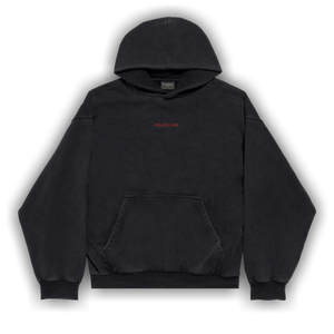 Balenciaga Back Hoodie Medium Fit 'Faded Washed Black/Red'