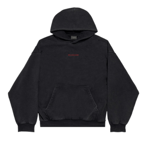 Balenciaga Back Hoodie Medium Fit 'Faded Washed Black/Red'