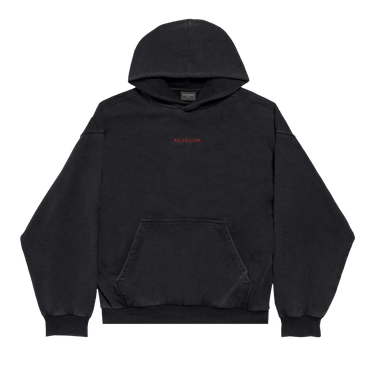 Balenciaga Back Hoodie Medium Fit 'Faded Washed Black/Red'