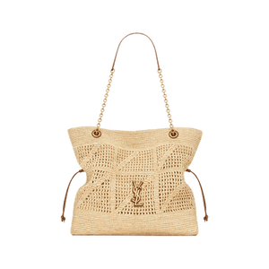 Saint Laurent Jamie Shopping In Raffia 'Pale Brown/Bri/Ebony'