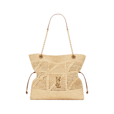 Saint Laurent Jamie Shopping In Raffia 'Pale Brown/Bri/Ebony'