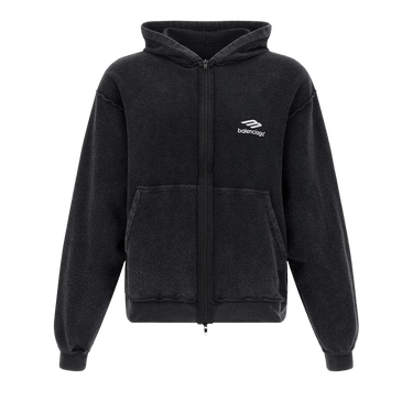 Balenciaga Inside-Out Zip-Up Hoodie 'Faded Washed Black'