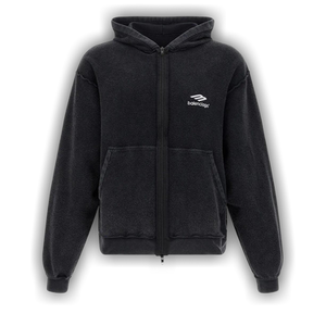 Balenciaga Inside-Out Zip-Up Hoodie 'Faded Washed Black'