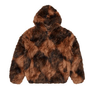 Corteiz Diamond Hooded Fur Jacket 'Brown'