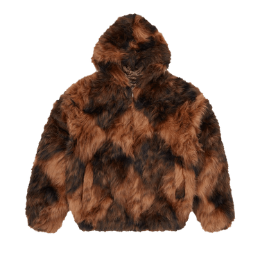 Corteiz Diamond Hooded Fur Jacket 'Brown'