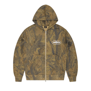 Corteiz Island Puff Print Zip Hoodie 'Forest Camo'