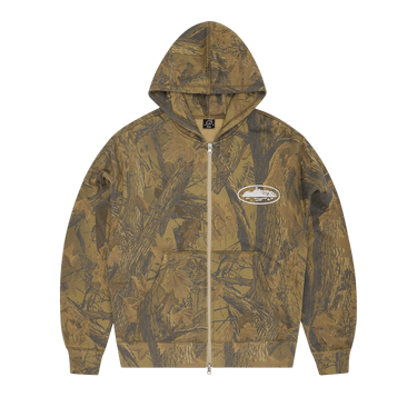 Corteiz Island Puff Print Zip Hoodie 'Forest Camo'