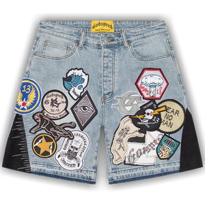 Godspeed Patchwork Denim Shorts V2 'Blue'
