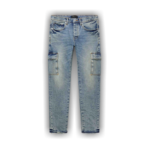 PURPLE BRAND Blue Stone Cargo Skinny Fit Jeans 'Light Indigo'