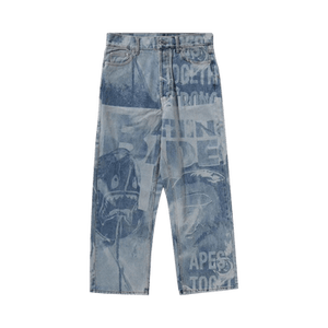 BAPE Overall Lasered Relaxed Fit 13oz Denim Pants 'Blue'