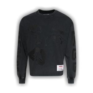 RIVINGTON roi Rebis Bad Eyes Garden Long-Sleeve Tee 'Washed Black'