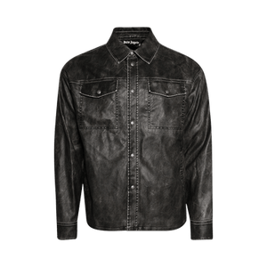 Palm Angels Curved Logo Coated Overshirt 'Dark Grey'