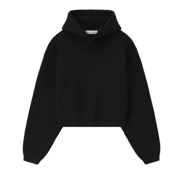 Fear of God Essentials Heavy Waffle 90's Hoodie 'Vintage Black'