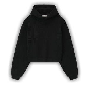 Fear of God Essentials Heavy Waffle 90's Hoodie 'Vintage Black'