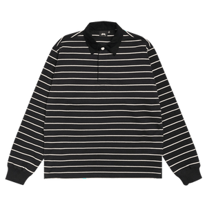 Stussy Striped Rugby Shirt 'Black'
