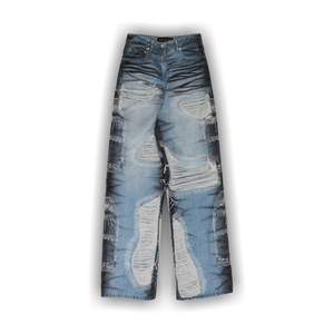 Who Decides War Noir Stripe Wide Leg Jeans 'Blue'