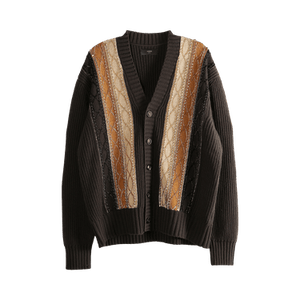 Amiri Embellished Striped Cardigan 'Dark Brown'