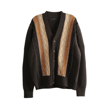 Amiri Embellished Striped Cardigan 'Dark Brown'