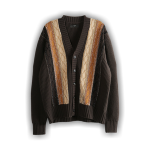 Amiri Embellished Striped Cardigan 'Dark Brown'