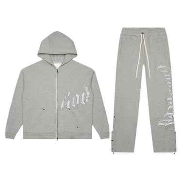 Godspeed OG Logo Sweatsuit V2 'Grey/Silver Satin'
