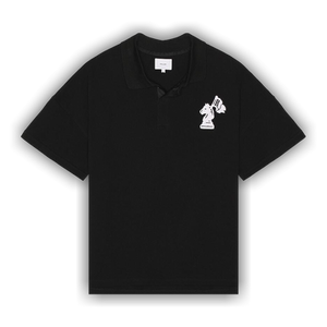 Rhude Pique Boxy Polo Shirt 'Black/White'