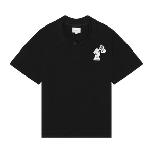 Rhude Pique Boxy Polo Shirt 'Black/White'