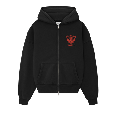 Rhude St. Rhude Seal Zip Up Hoodie 'Vintage Black/Red'