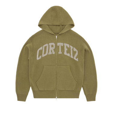 Corteiz 3m College Knit Zip Hoodie 'Olive'