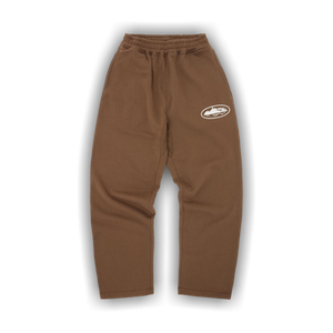 Corteiz Island Puff Print Open Hem Sweatpant 'Brown'