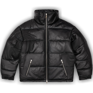 Denim Tears Embossed Leather Wreath Puffer 'Black'
