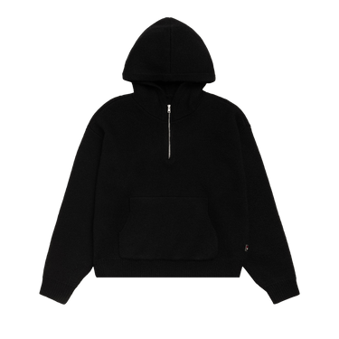 Stussy Quarter Zip Knit Hoodie 'Black'