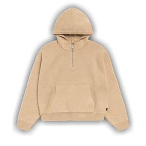Stussy Quarter Zip Knit Hoodie 'Tan'