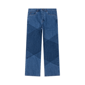 Pleasures Grid Embroidered Baggy Jeans 'Indigo'