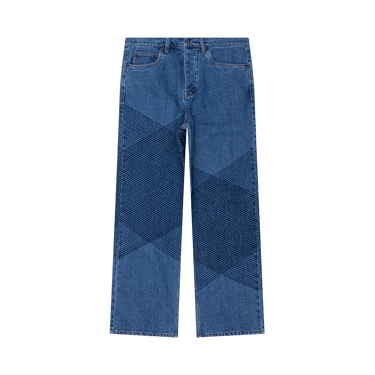 Pleasures Grid Embroidered Baggy Jeans 'Indigo'