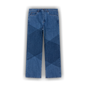 Pleasures Grid Embroidered Baggy Jeans 'Indigo'