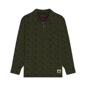 Pleasures Leaf Half Zip Shirt 'Olive'