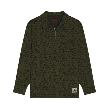 Pleasures Leaf Half Zip Shirt 'Olive'