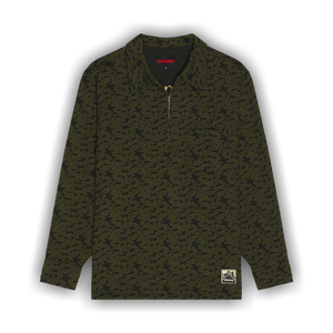 Pleasures Leaf Half Zip Shirt 'Olive'