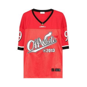 Off-White Type Logo Mesh Football Short-Sleeve T-Shirt 'Red/White'