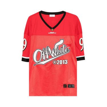 Off-White Type Logo Mesh Football Short-Sleeve T-Shirt 'Red/White'