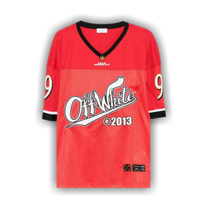 Off-White Type Logo Mesh Football Short-Sleeve T-Shirt 'Red/White'