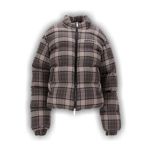 Off-White Spray Check Flannel Down Jacket 'Dark Grey/Black'