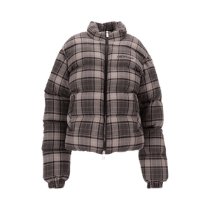 Off-White Spray Check Flannel Down Jacket 'Dark Grey/Black'